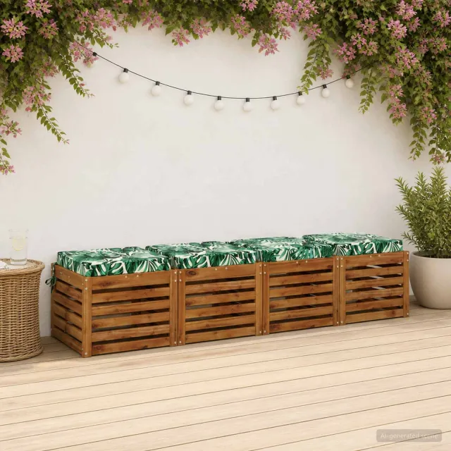 vidaXL Zitkussens SOEST 4 st 100% Polyester Bladpatroon 40 x 40 x 7 cm Groen
