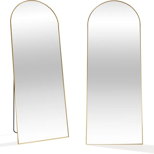 SensaHome Passpiegel - Minimalistische Design Wandspiegel - Staande Spiegel met Metalen Rand - Goud - Modern - Kleedkamer Spiegel - 160x60CM
