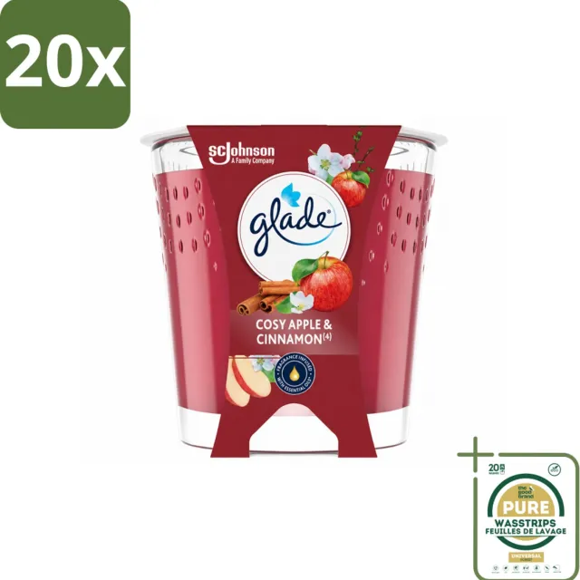 Glade 20 x Glade - Geurkaars Cosy Appel Kaneel - 100% Raapzaadwas & Vegan - 112 g - Wasstrips - Geurkaars - Vegan - Raapzaadwas - Appel Kaneel - Geur rood