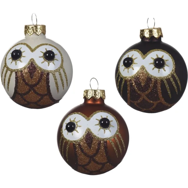Decoris Uil Kerstbal - Glas - 6 cm Transparant