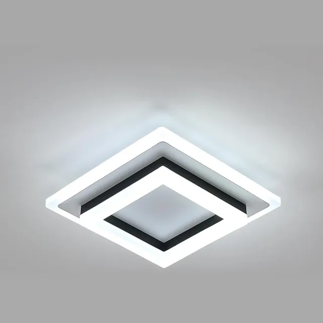 COOAU Moderne LED Plafondlamp - LED Plafondlamp - voor Gang, Keuken, Woonkamer, Slaapkamer - 20x20x7 cm Zwart