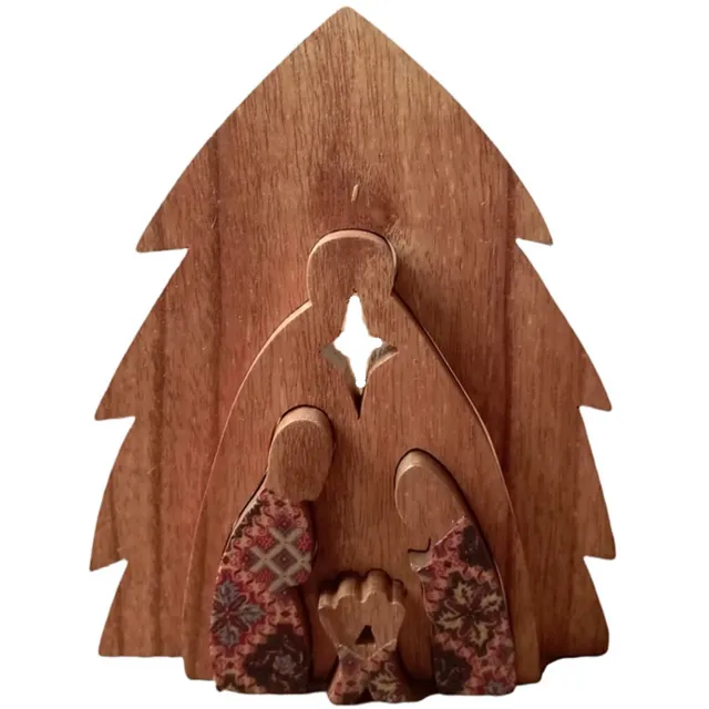 Madat Floz Design kerststal uitgestanste figuren - kerstpuzzel decoratie - hout en stof - moderne kerststal - fairtrade en kwaliteit