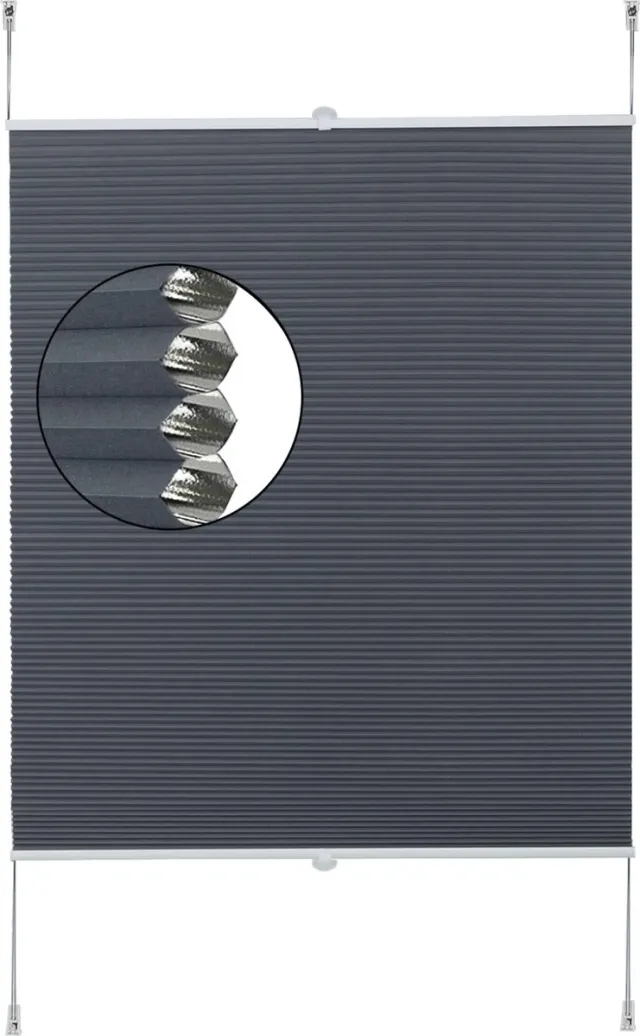 Happyment Luxe Honinggraat gordijn - Rolgordijn Blauw - 65x130cm - Lichtdoorlatend - Isolerend - Zonder boren - Polyester