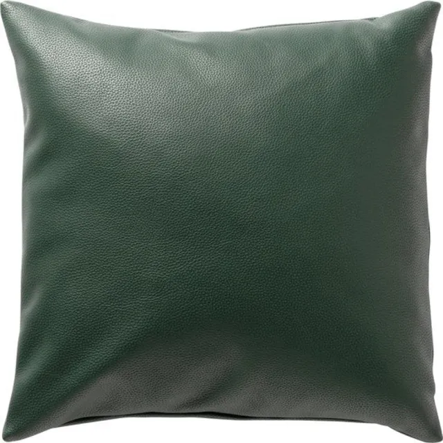 Dutch Decor JARED - sierkussen 45x45 cm - leerlook - effen kleur - Garden Topiary - groen - Inclusief binnenkussen - Luxe kussens voor woonkamer & bank Donkergroen