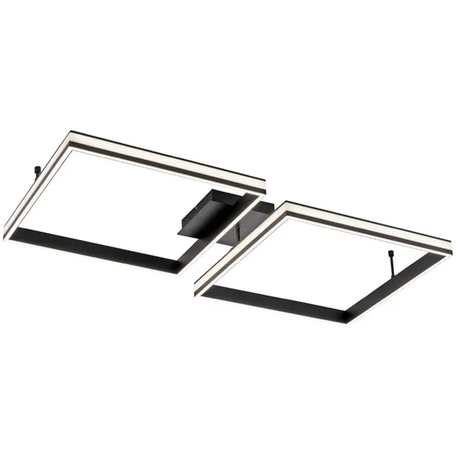 JUST LIGHT Woonkamerlamp afstandsbediening LED plafondlamp dimbare lamp woonkamer, CCT memory timer nachtlamp, metaal zwart, LED 38W 1270Lm 2700-5000K, HxLxB 13,5x80x104,8cm