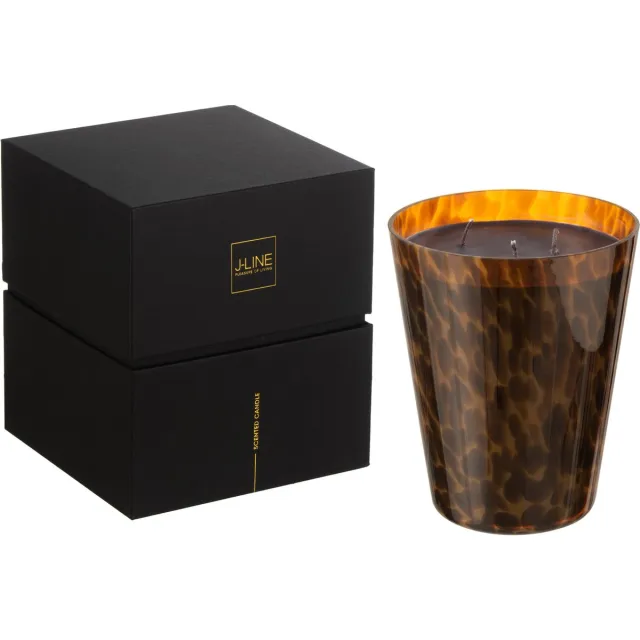 J-Line geurkaars Noa - Sandalwood - glas - bruin - large - 95U