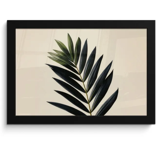 FrameYourWall Poster in lijst - Fotolijst 30x20 cm - Posters - Palmblad - Donkere bladen - Subtiel - Posterlijst zwart - Decoratie - Wanddecoratie woonkamer - Muurdecoratie slaapkamer Palmblad - Subtiel