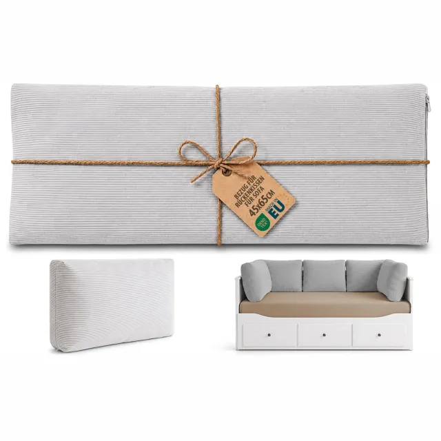 Amazinggirl Kussenhoes sierkussen 65x45 cm alleen hoes zonder vulling vulling niet inbegrepen rugkussen voor bank sofa fauteuil woonkamer slaapkamer afneembaar Lichtgrijs Cord