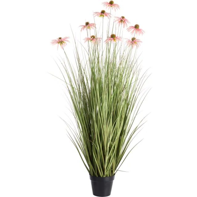Beliani RUDBEKDARIUM - Kunstplant in pot - Zwart/Roze - Synthetisch materiaal