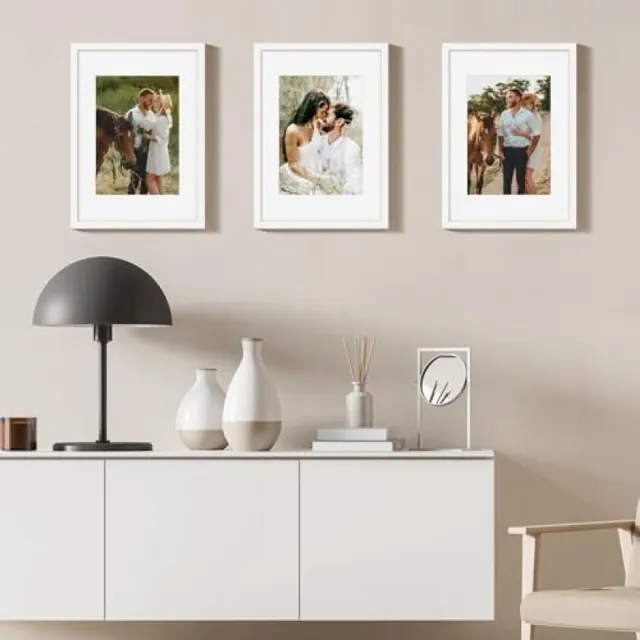 PromoHome A3 Fotolijst Set - 3 Stuks Witte Kunststof Lijsten voor Muurdecoratie