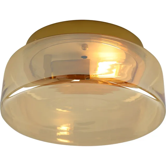 Olucia BYRON - Plafondlamp - Amber / Goud - Vorm: Rond
