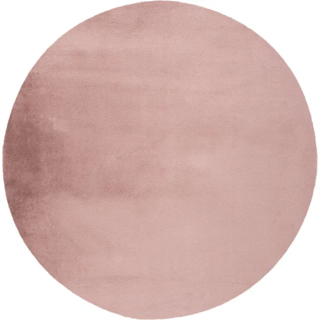 Padiro rond laagpolig vloerkleed met zachte uitstraling Ø 160 cm - oudroze - modern effen ontwerp - met een zachte uitstraling - voor vloerverwarming - van polyester en katoen