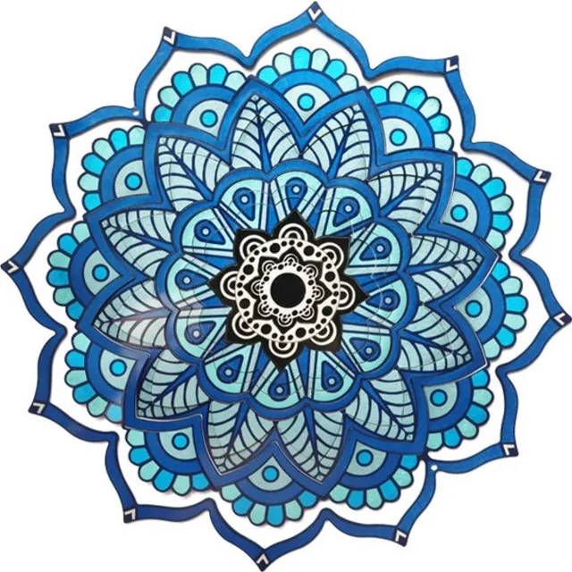 Nixnix Windspinner mandala space RVS - 18 cm - Blauw - Tuin decoratie