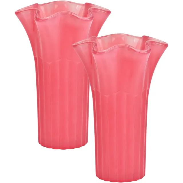 Atmosphera Bloemenvaas - 2x - roze - D16 x H25 cm - glas - hoge vaas - boeketvaas