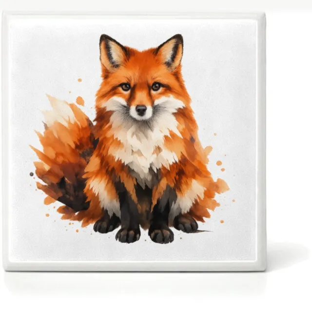 Mr Cadeautjes Mini tegeltje Een groot, sfeervol bosdier met verfspatten en veel witruimt - 4,8 x 4,8 cm, keramiek - mozaiek, diy, decoratie | cadeau