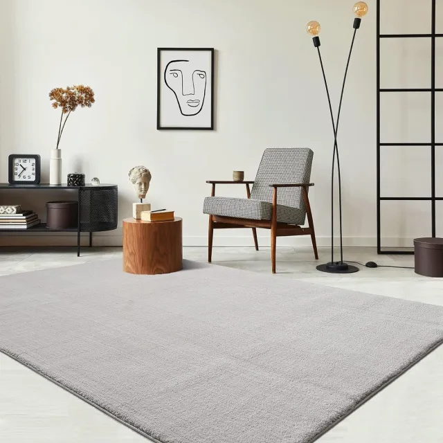 the carpet RELAX – Extra Zacht & Wasbaar Vloerkleed tot 30°C met Antislip Onderzijde – Fluweelachtige Structuur – Voor Slaapkamer of Woonkamer – Zilver, 200 x 280 cm