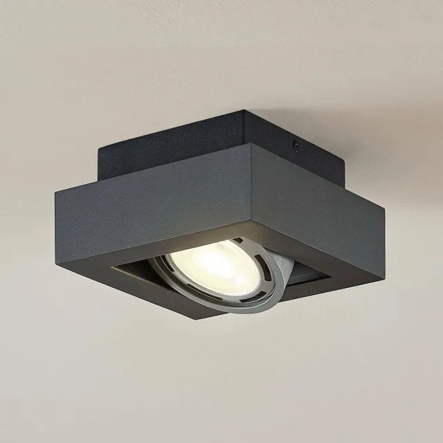 ARCCHIO plafondlamp - 1licht - Aluminium, metaal - H: 9 cm - GU10 - donkergrijs