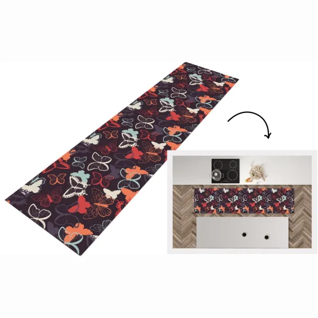 KitchenYeah Keukenloper - Loper keuken - Vlinders - Patronen - Abstract - Keukenloper vinyl multicolor
