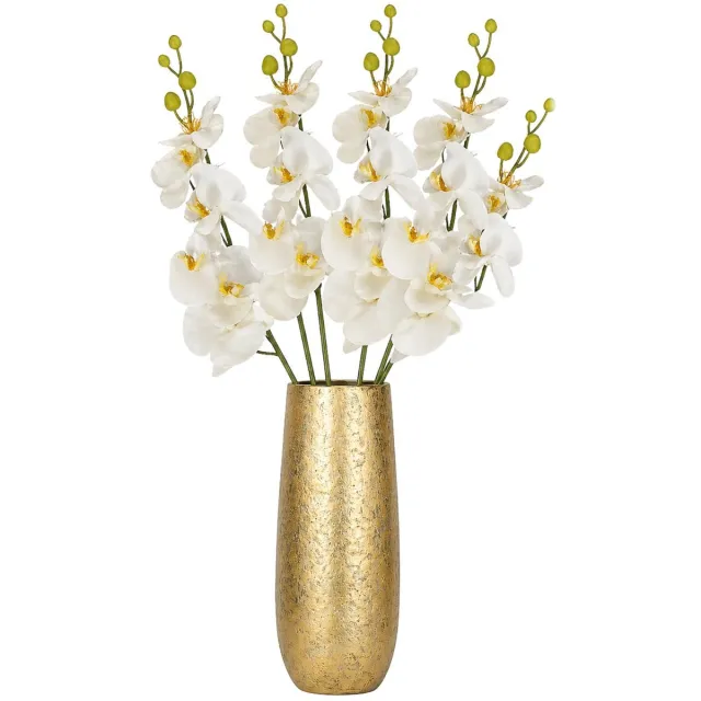 Bellatio Design Kunstbloem Orchidee Milan - 5x - creme - 78 cm - losse steel - kunst zijdebloemen - Phalaenopsis
