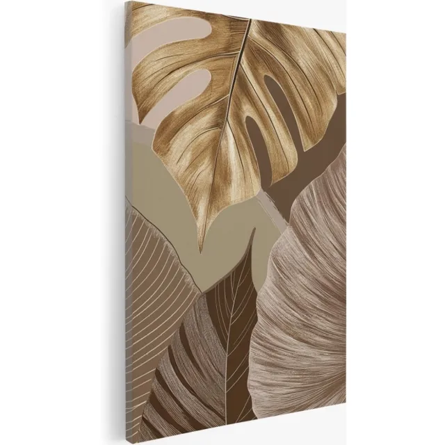 Saammp Canvas Schilderij - Goud blad - Beige - Landschap - Natuur - 60x90 - Foto op canvas - Wanddecoratie - Muurdecoratie Woonkamer - Slaapkamer decoratie - Canvas Print Multicolor