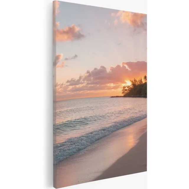 Saammp Canvas Schilderij - Duinen- Strand - Zee - Zon - 100x150 - Foto op canvas - Wanddecoratie - muurdecoratie Woonkamer - Slaapkamer decoratie - Canvas Print Multicolor
