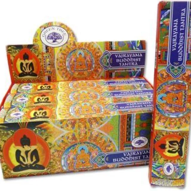 Green Tree Wierook-Buddhist Tantra-Box-12-pakjes-á-15-stokjes Bruin
