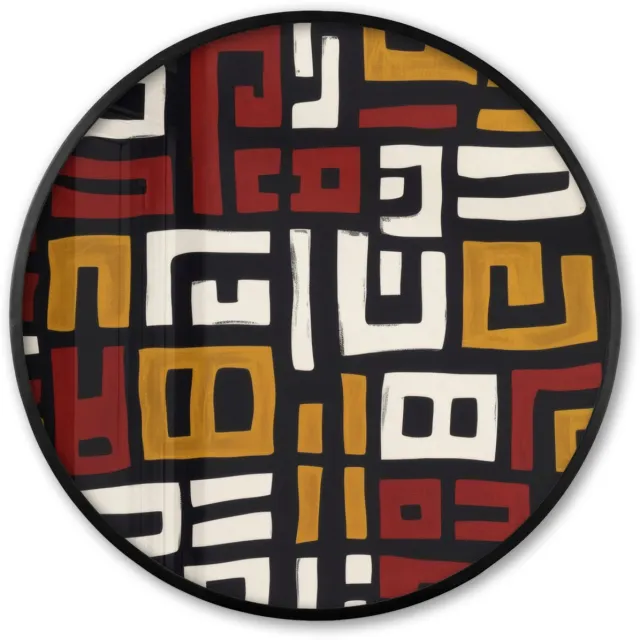 FrameYourWall Poster in lijst Rond - Fotolijst 80x80 cm - Posters - Abstract - Patroon - Rood - Ronde posterlijst zwart - Decoratie - Wanddecoratie woonkamer - Muurdecoratie slaapkamer