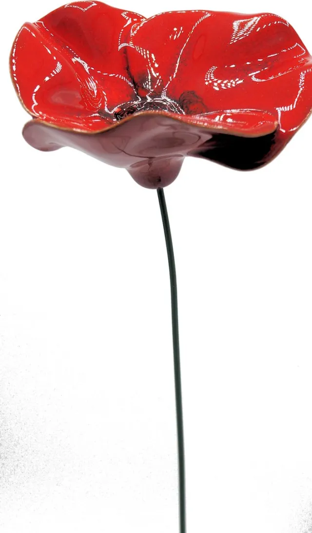 Department-M Set van 3 Klaprozen keramiek 7,5 cm rood
