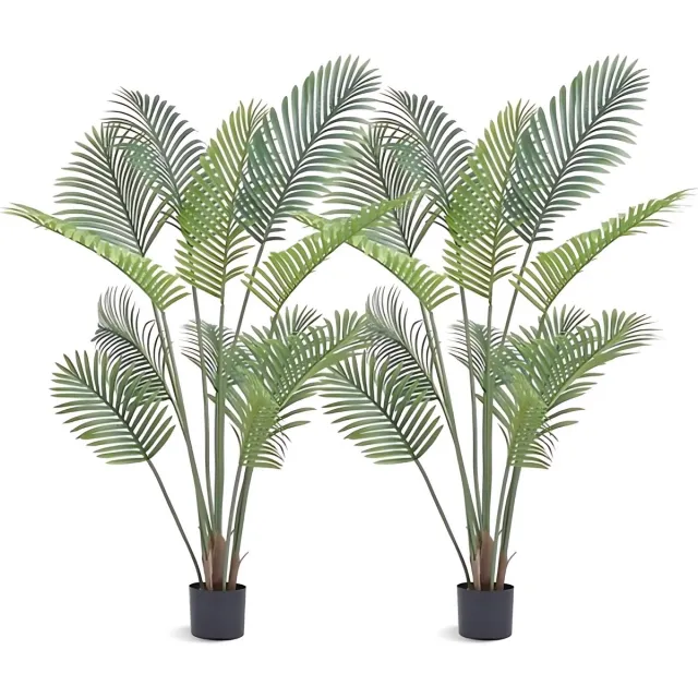 Sans margue Kunstplant voor binnen en buiten - Areca Catechu - In pot - Kunstbloem - Waterdicht - Geurloos - Kunstmatig Plastic Plant Brown