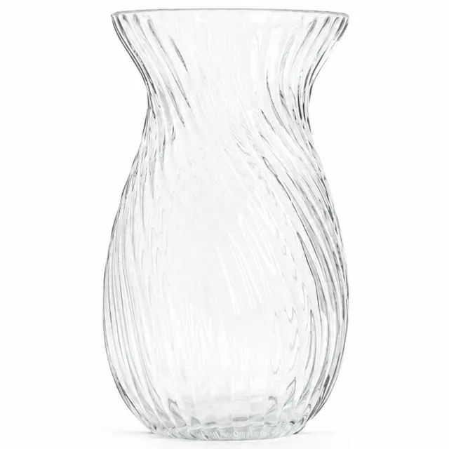Homla Vaas - Bloemenvaas - Moderne Decoratieve Vaas - Geribbelde Glazen Vaas - Fluted Design voor Verse Bloemen & Droogbloemen - Ø12 x 20.5 cm - Transparant