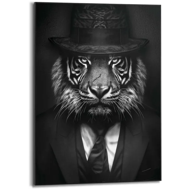 Reinders Schilderij Tiger Man - 70 x 50 - Hout - REINDERS Zwart-Wit Zwart