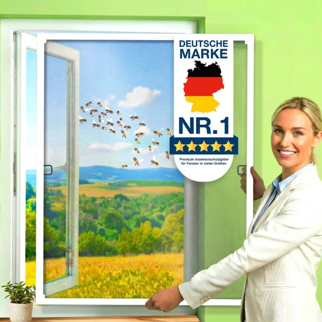 Kesser Raamhor 80 x 100 cm met Aluminium Frame - Vliegenhor / Vliegenraam / Insectenhor voor Ramen, Op Maat te Knippen - Wit Wit - 80 x 100 cm