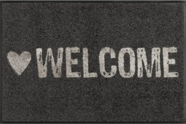 Kleen-Tex Wash+Dry Design Wasbare Deurmat - Loper - Warmly Welcome - 50 x 75cm donkergrijs