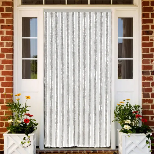vidaXL Vliegengordijn 100x220 cm chenille lichtgrijs en wit