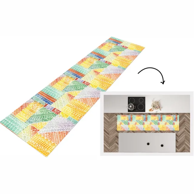 KitchenYeah Keukenloper 200x50 cm - Keukenmat vinyl Patronen - Mozaïek - Abstract - Keukenmatten loper - Keuken vloerkleed tapijt