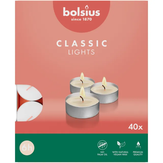 Bolsius Theelicht Classic Lights Wit 6 Uur