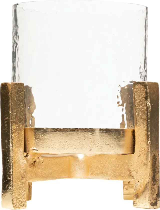 Mars & More windlicht op pootjes - champagne goud - 12 cm hoog