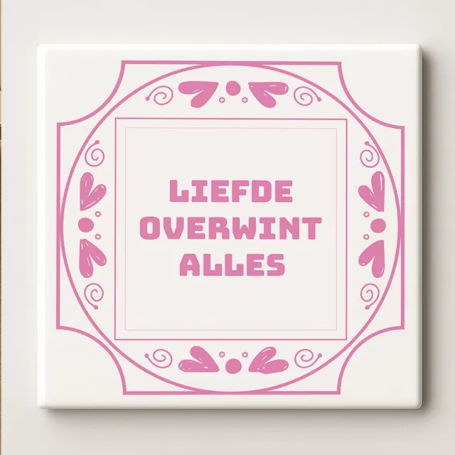 Nevolis Liefde Overwint Alles Tegel 15x15cm – Romantische Roze Keramische Wanddecoratie – Inspirerende Huisdecoratie – Perfect Cadeau voor Stellen Multi Color