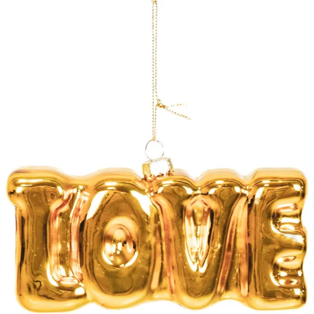 Housevitamin LOVE Kerstornament - Glas-14,5x3,5x7cm Goud