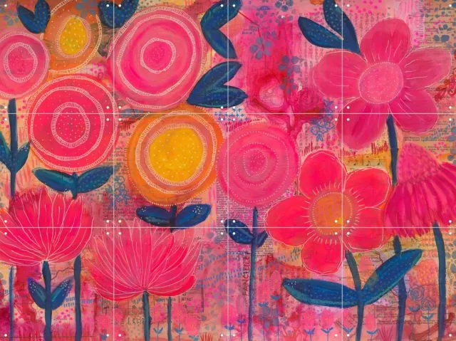 IXXI Ruby, Yvette Fanciulli - 80 x 60 cm - Grote wanddecoratie en posters - Kleurrijk, Bloemen Roze