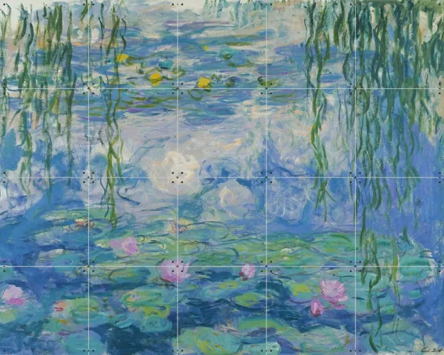 IXXI Waterlilies, Claude Monet & Bridgeman Images - 100 x 80 cm - Grote wanddecoratie en posters - Kleurrijk, Postimpressionisme, Impressionisme Blauw