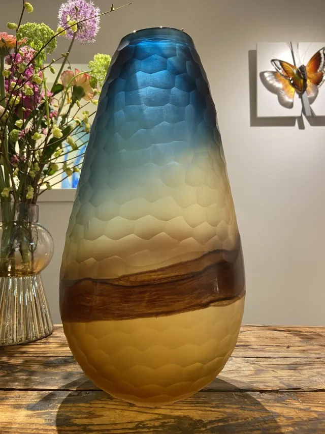 Kristal-Glas Leerdam Kristalglas Leerdam Kustlijn – Handgeblazen Glazen Vaas - Bruin - Voor Binnen - Staand