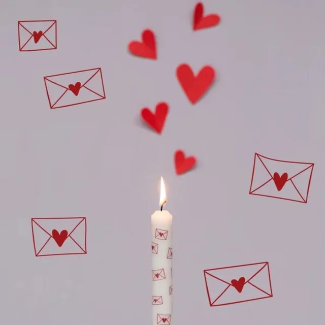 Rustik Lys Doos met dinerkaars Love letters - 10 stuks - Liefde - Valentijn Wit