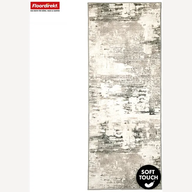 Floordirekt Tapijtloper Ravena - Moderne Loper in Antraciet, Bruin & Zand - Abstract Design - Zand - 80 x 450 cm - Antislip Gel Achterzijde - Duurzaam & Makkelijk Te Reinigen - Verkrijgbaar Tot 5 m Lengte