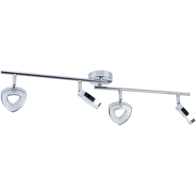 ESTO Plafondlamp draaibare plafondspot chroom plafondlamp met beweegbare spots woonkamer, metaal, LED 4x 4,5 watt 4x 360 lumen warm wit, L 80 cm zilver