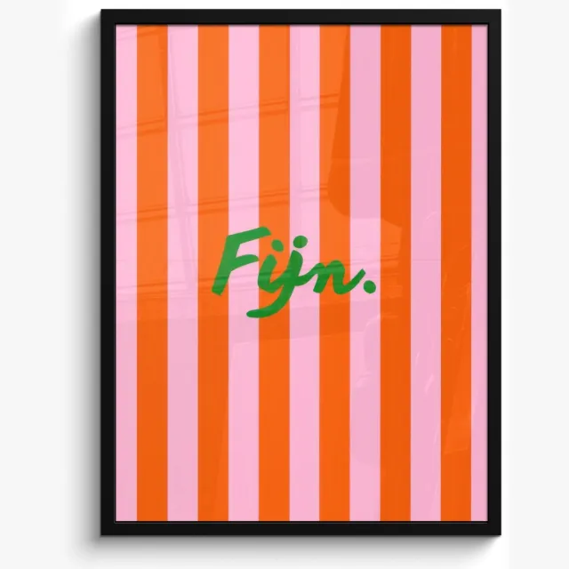 FrameYourWall Poster in lijst - Fotolijst 50x70 cm - Posters - Patroon - Oranje - Fijn - Strepen - Posterlijst zwart - Decoratie - Wanddecoratie woonkamer - Muurdecoratie slaapkamer