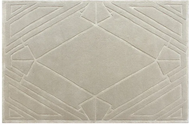 Vente-unique Getuft vloerkleed met reliëf in wol en viscose - 160 x 230 cm - Beige - 2500 g/m² - OSMERA
