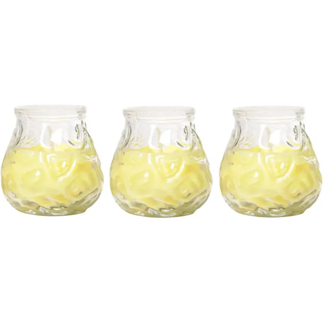 Cosy&Trendy Citronella Lowboy Tafelkaars - 3x - 7 cm - 17 branduren - citrusgeur - citronella sfeerkaarsen Geel