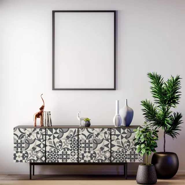 Ambiance Sticker Meubeldecoratiestickers - 30 authentieke Piana cementtegel meubelstickers - 30 stickers 20x20cm Multi color