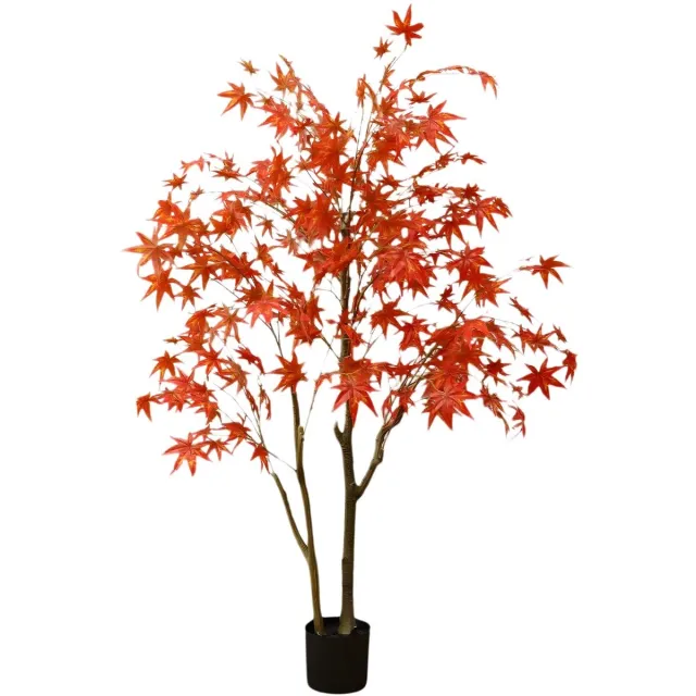 Happiq Kunst Esdoorn Boom - 150 cm Herfstboom met Rode Bladeren in Pot, Realistisch design - 180 cm Geel
